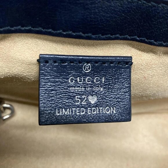 Auth GUCCI GG Marmont 661332 Red Dark Navy Jacquard Leather Shoulder Bag - Picture 13 of 15